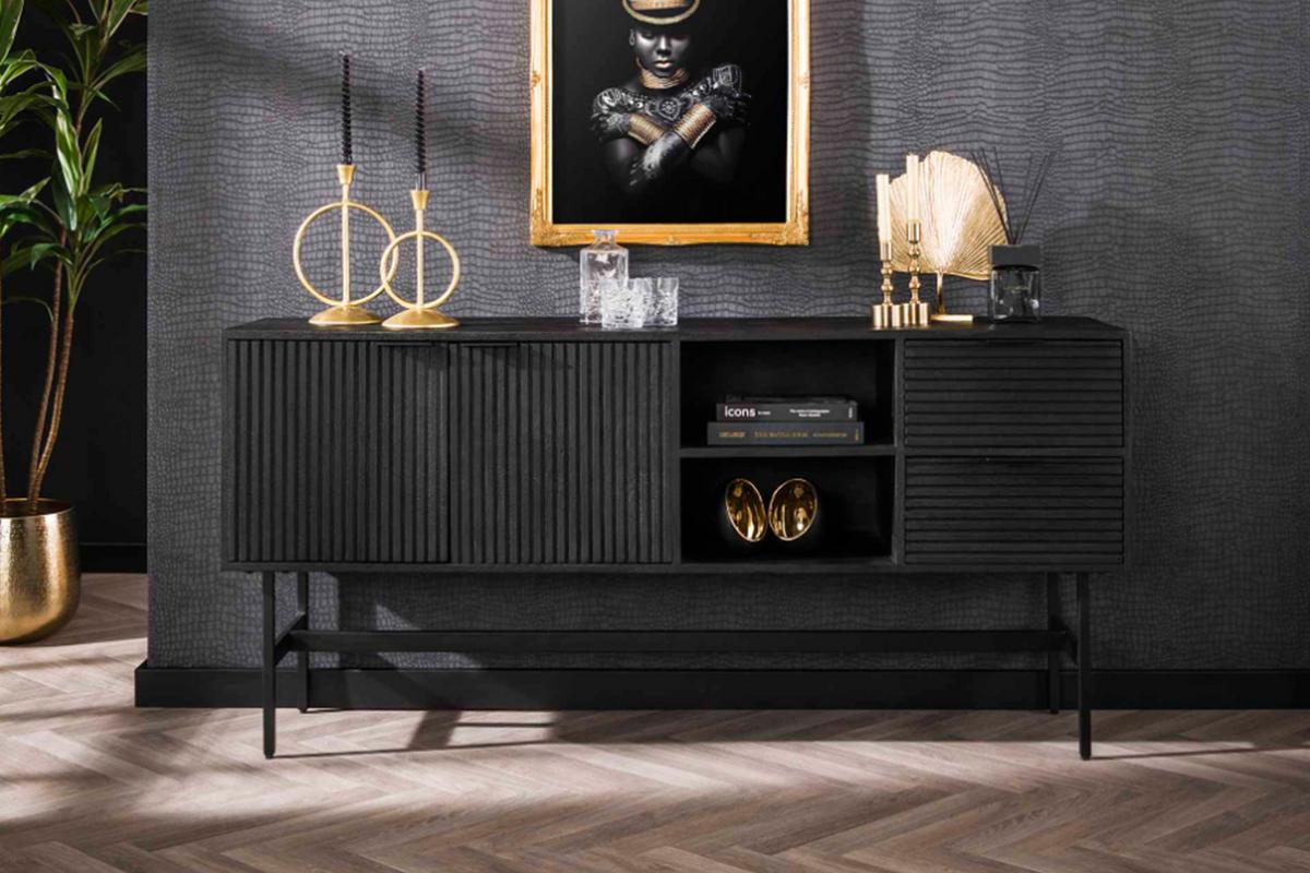 SIDEBOARD LORCA Schwarz Holz - Schwarz, Holz/Metall (170/81/40cm) - KAWOLA