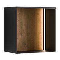 METALLREGAL QUADRO mit LED Beleuchtung - Schwarz/Eiche Artisan, Holzwerkstoff (33/33/20cm) - Lookway