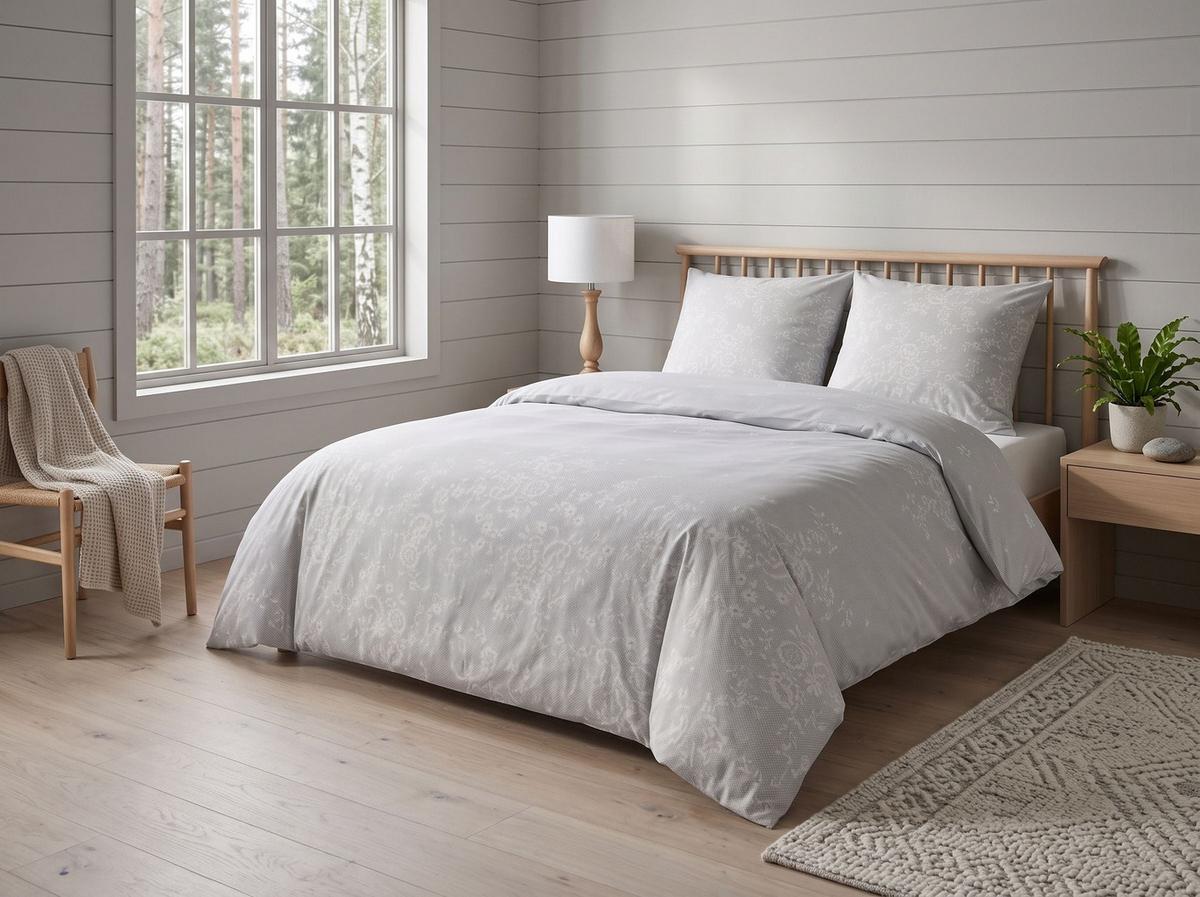 BETTWÄSCHE SET Morningside 220/240 cm - Grau, Textil (220/240cm) - Beliani