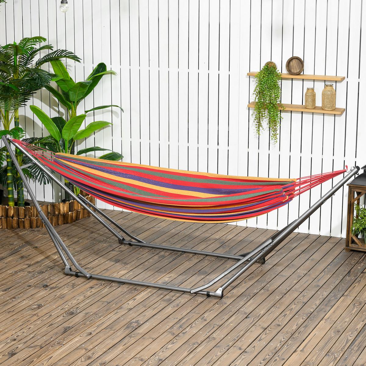 HÄNGEMATTENGESTELL, Stahl Schwarz+Silber - Multicolor, Metall (290/92/88cm) - Outsunny