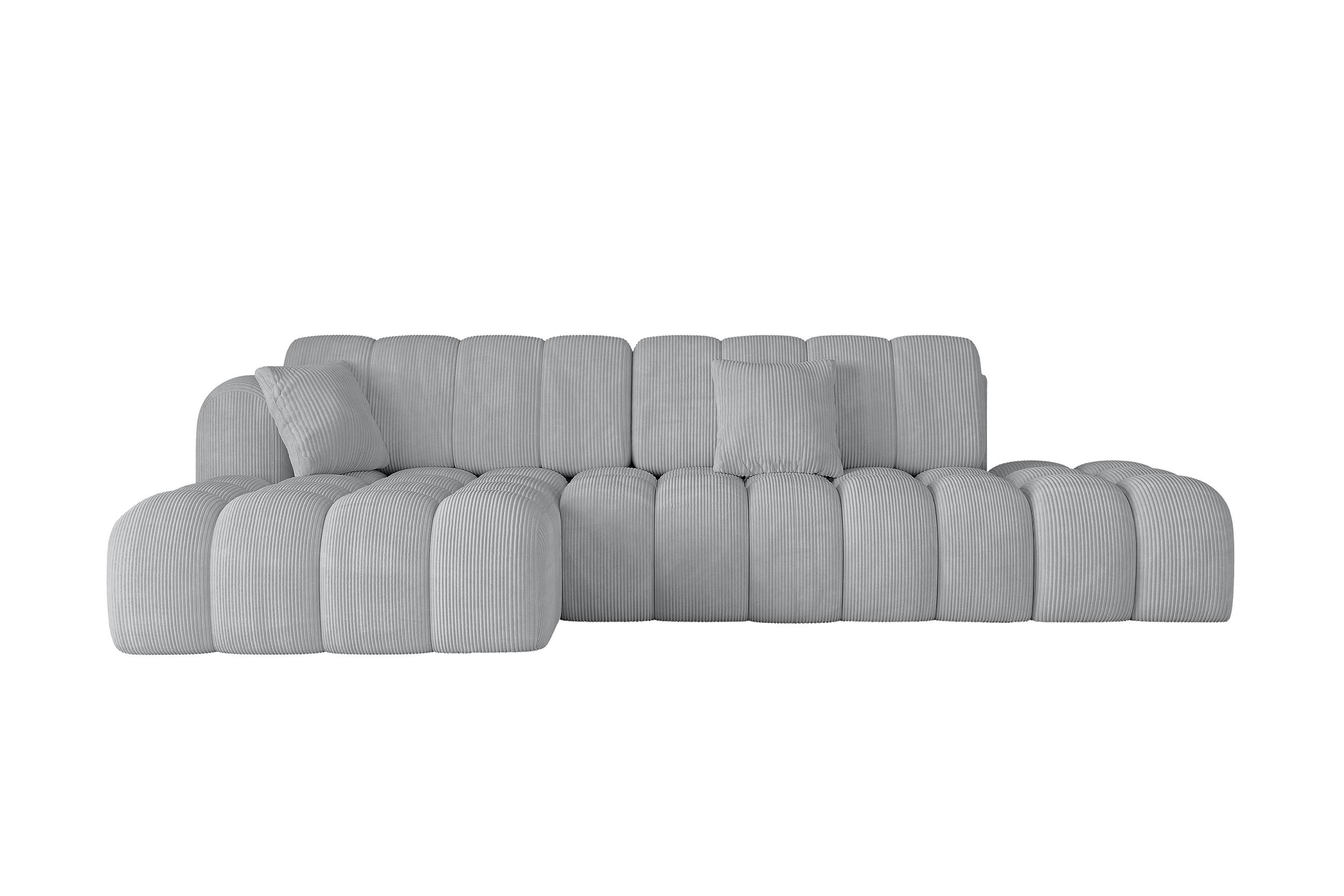 ECKSOFA mit Schlaffunktion Ottomane Links OLEA-L2 321x164x75 Grau Cord - Chromfarben/Schwarz, Holzwerkstoff/Kunststoff (321/164cm) - ALTDECOR