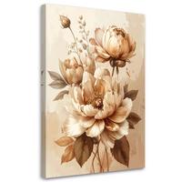 LEINWANDBILD, Beige Blumen in einer rustikalen botanischen Komposition - Beige, Textil (70/100cm) - Feeby
