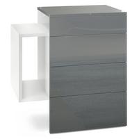 NACHTTISCH Queens Front in Grau Hochglanz - Grau, Holzwerkstoff (60/63/36cm) - Vladon