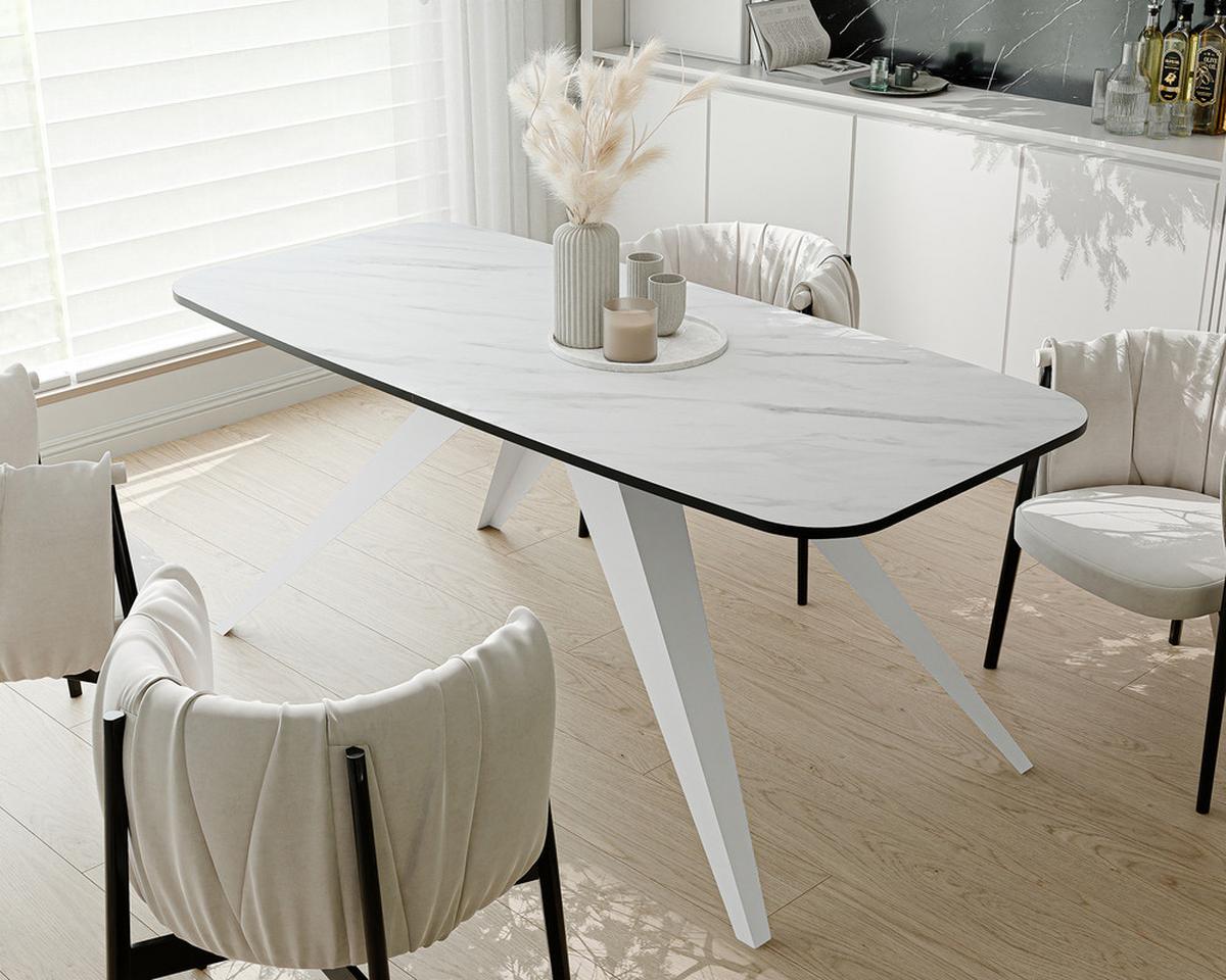 AUSZIEHTISCH FENTO 160/80/76 cm, Weiß / Bianco (Weiß) - Perlmutt/Weiß, Holzwerkstoff/Metall (80/160/76cm) - Idohome