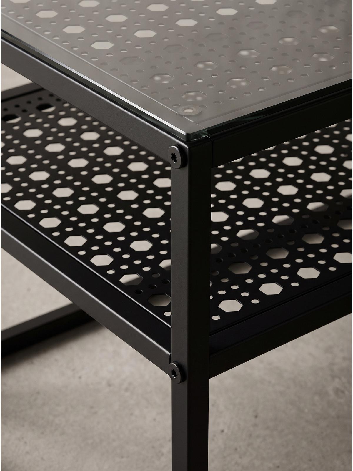 COUCHTISCH ALCUDIA, Einscheibensicherheitsglas, Schwarz, 100 x 50 x 45 cm - Schwarz, Glas/Metall (50/100/45cm) - KADIMA DESIGN