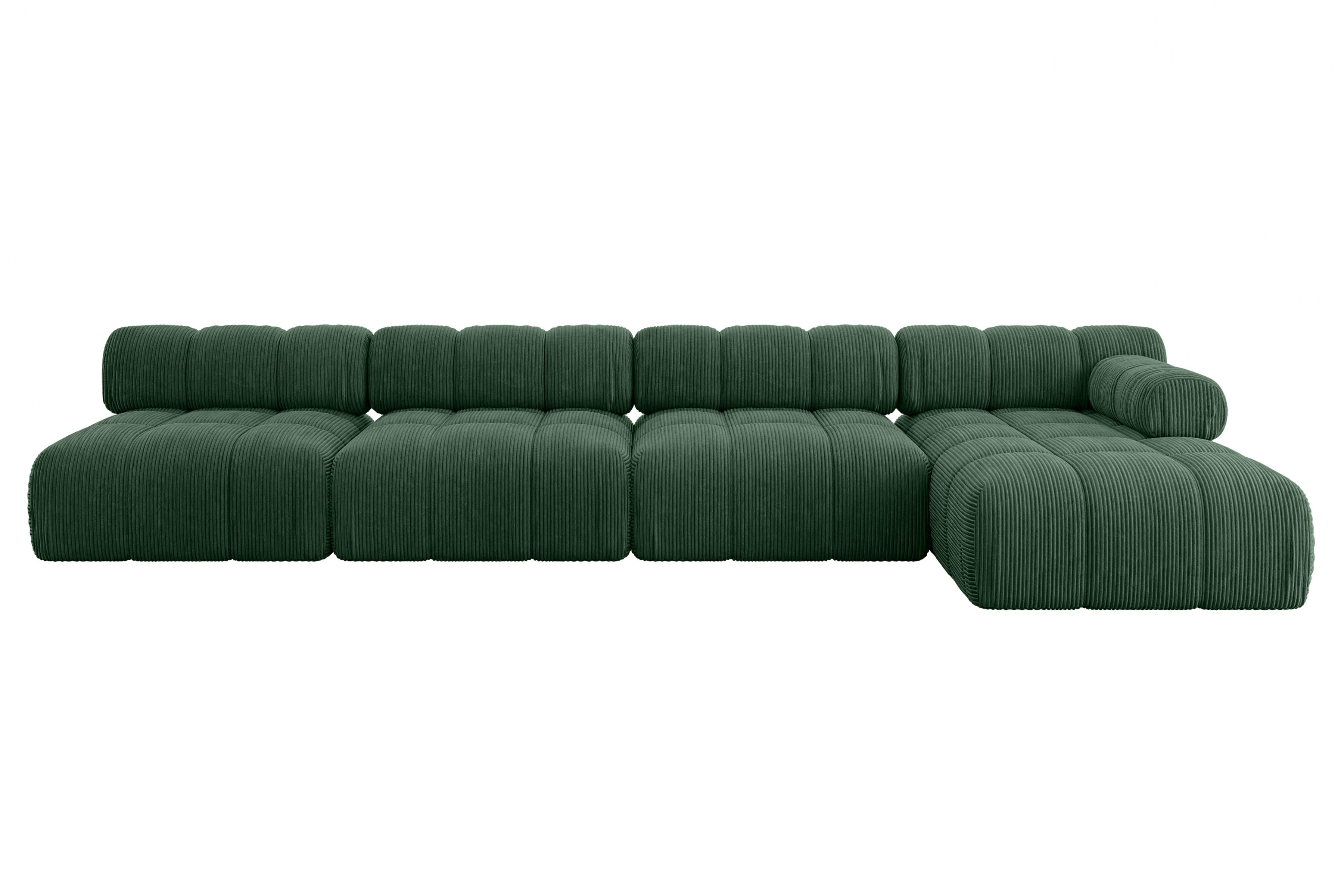 ECKSOFA modulares Sofa Razon-L3 - 380x160x70 cm Grün Cord - Grün, Holzwerkstoff/Textil (380/160cm) - ALTDECOR