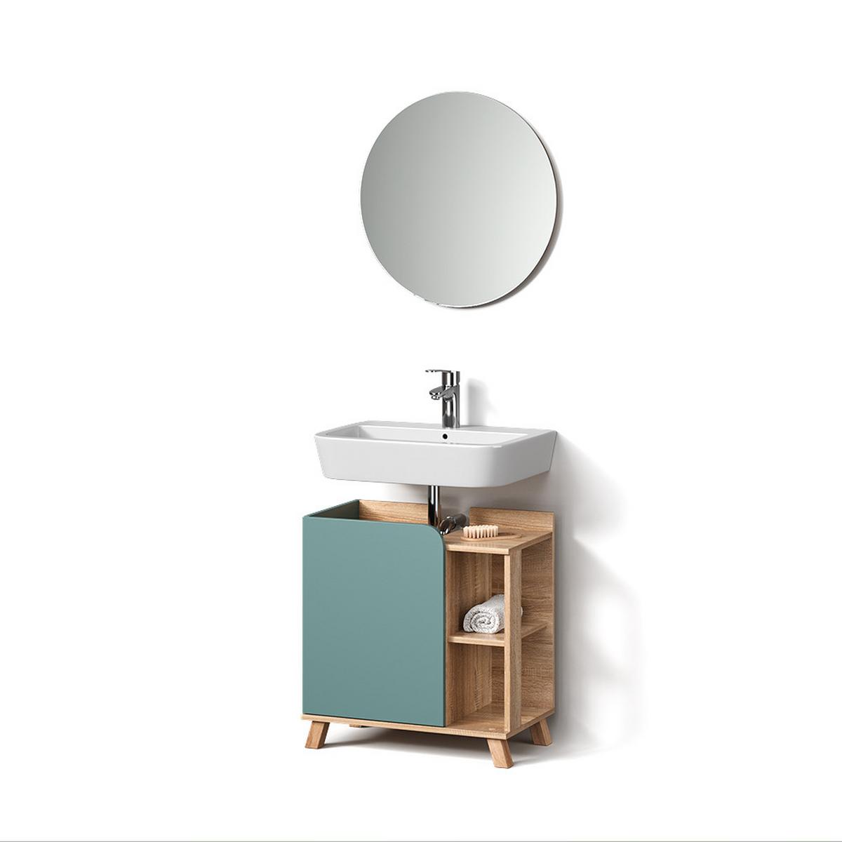 BADMÖBEL-SET Marano Blau-Grau 2 Teile - Blaugrau, Holzwerkstoff (35/65/60cm) - Livinity®