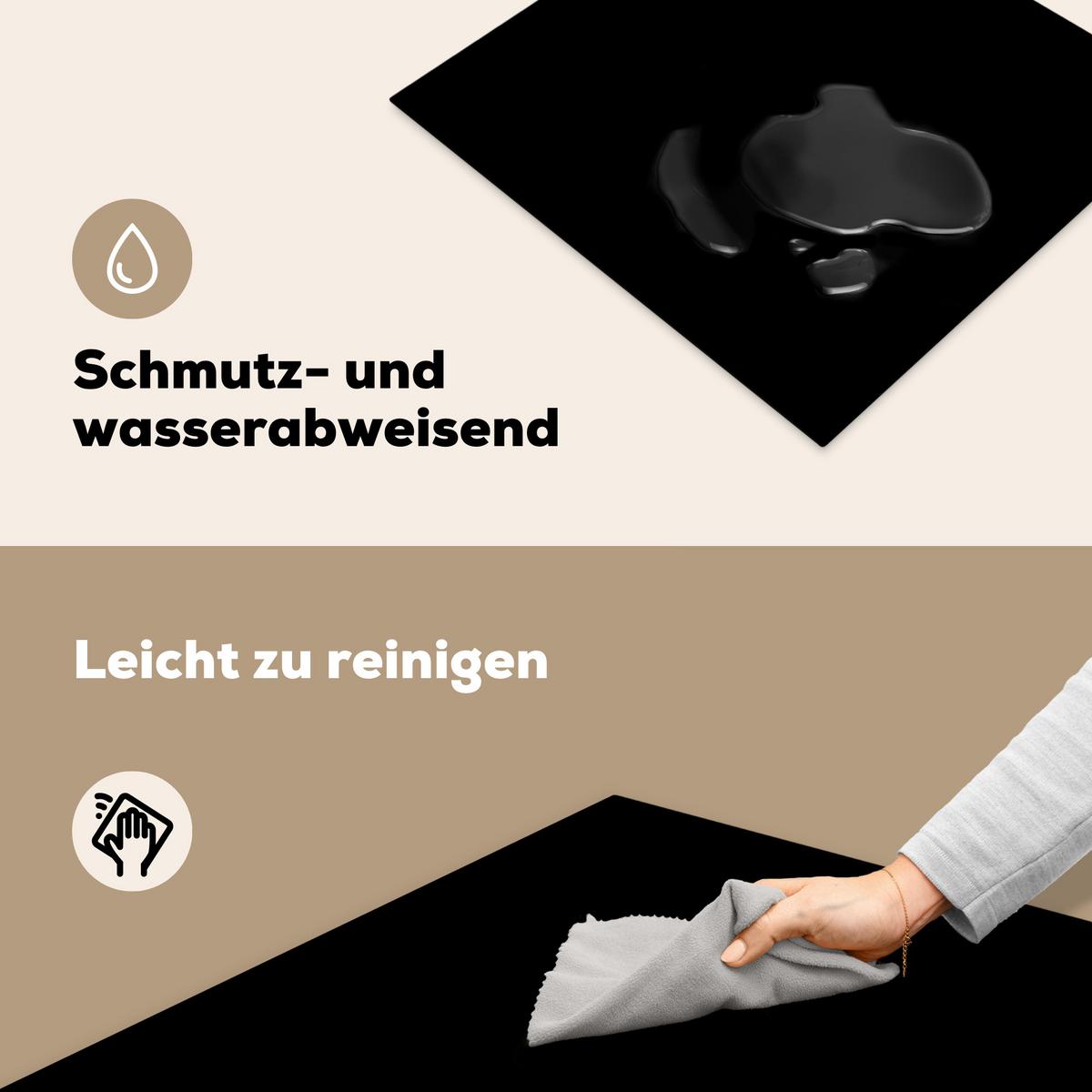 HERDABDECKPLATTE Schwarz - Einfarbig Abdeckung Ceranfeld 59x51 cm - Schwarz, Kunststoff (59/51/0.2cm) - MuchoWow