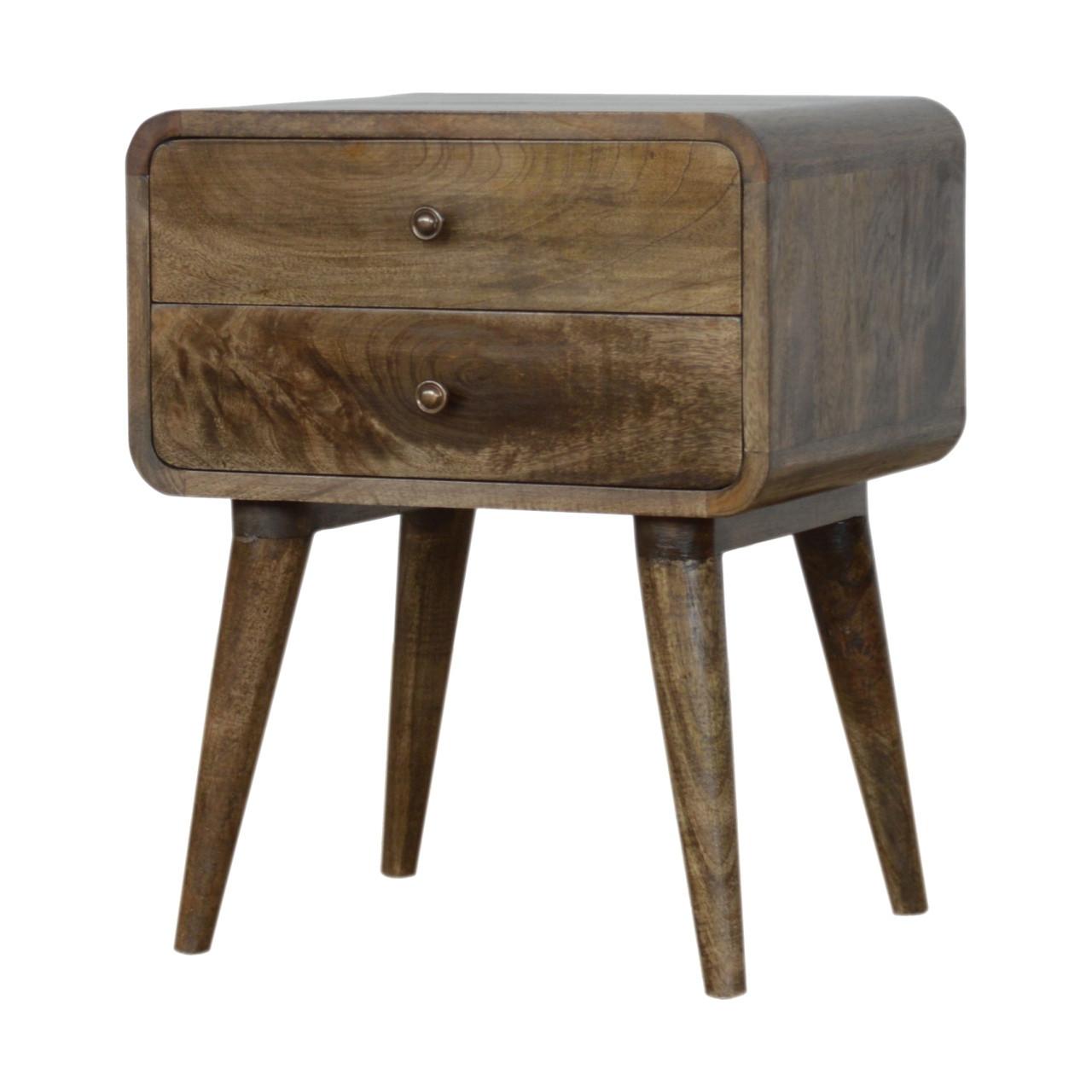 NACHTTISCH Grau gewaschenes Finish, 2 Schubladen, Grau und Braun - Graubraun/Braun, Holz (35/55/45cm) - Artisan Furniture
