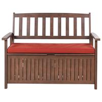 GARTENBANK Akazienholz dunkelbraun mit Stauraum Auflage terracotta 120 Sovana - Dunkelbraun, Holz (120/91/60cm) - Beliani