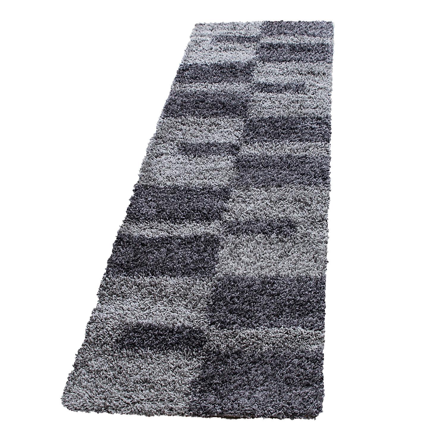 HOCHFLORTEPPICH WERFEN, kariert, Grau, 80 x 250 cm - Grau, Textil (80/250cm) - KADIMA DESIGN