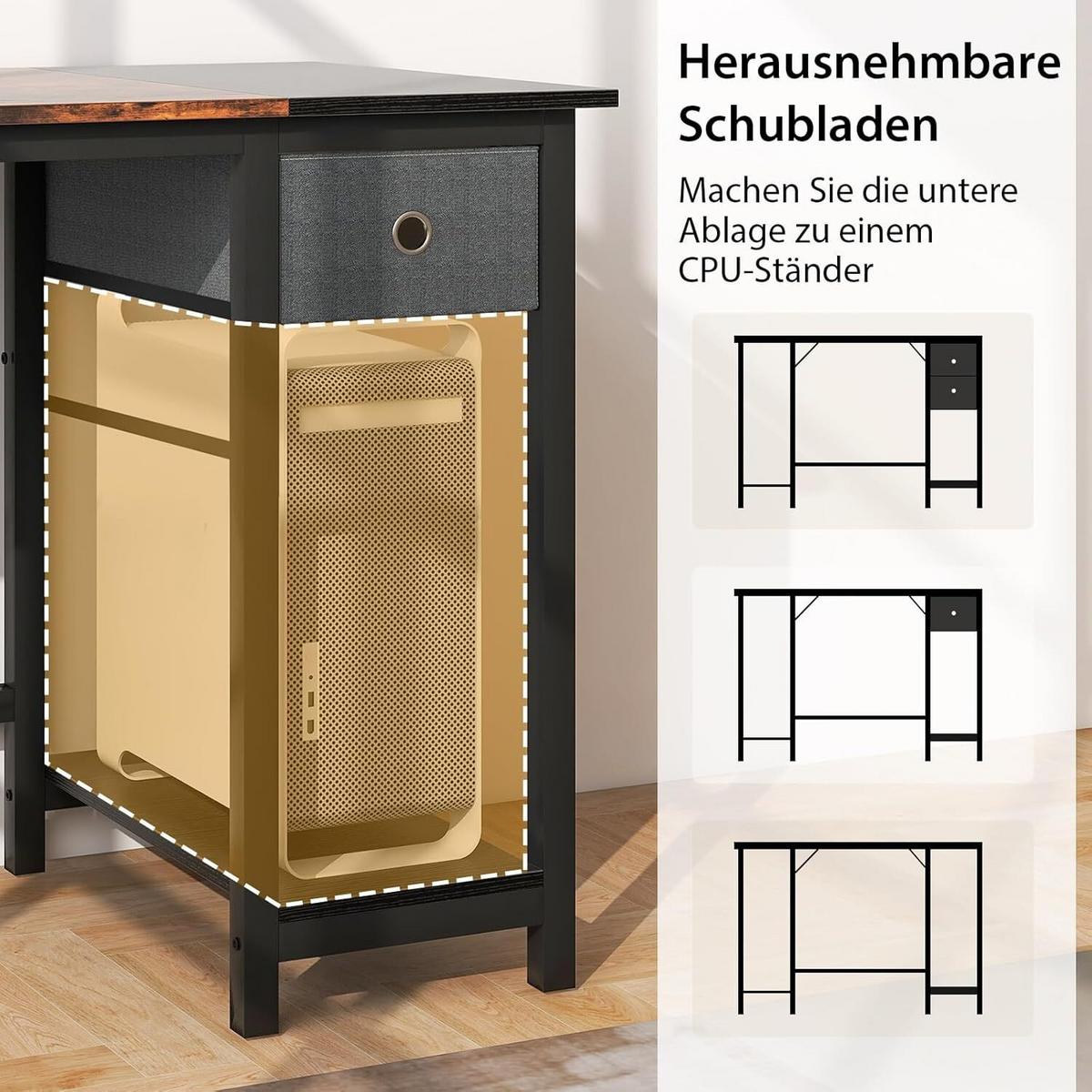 SCHREIBTISCH 75cm Braun - Braun, Holz (60/140/75cm) - COSTWAY