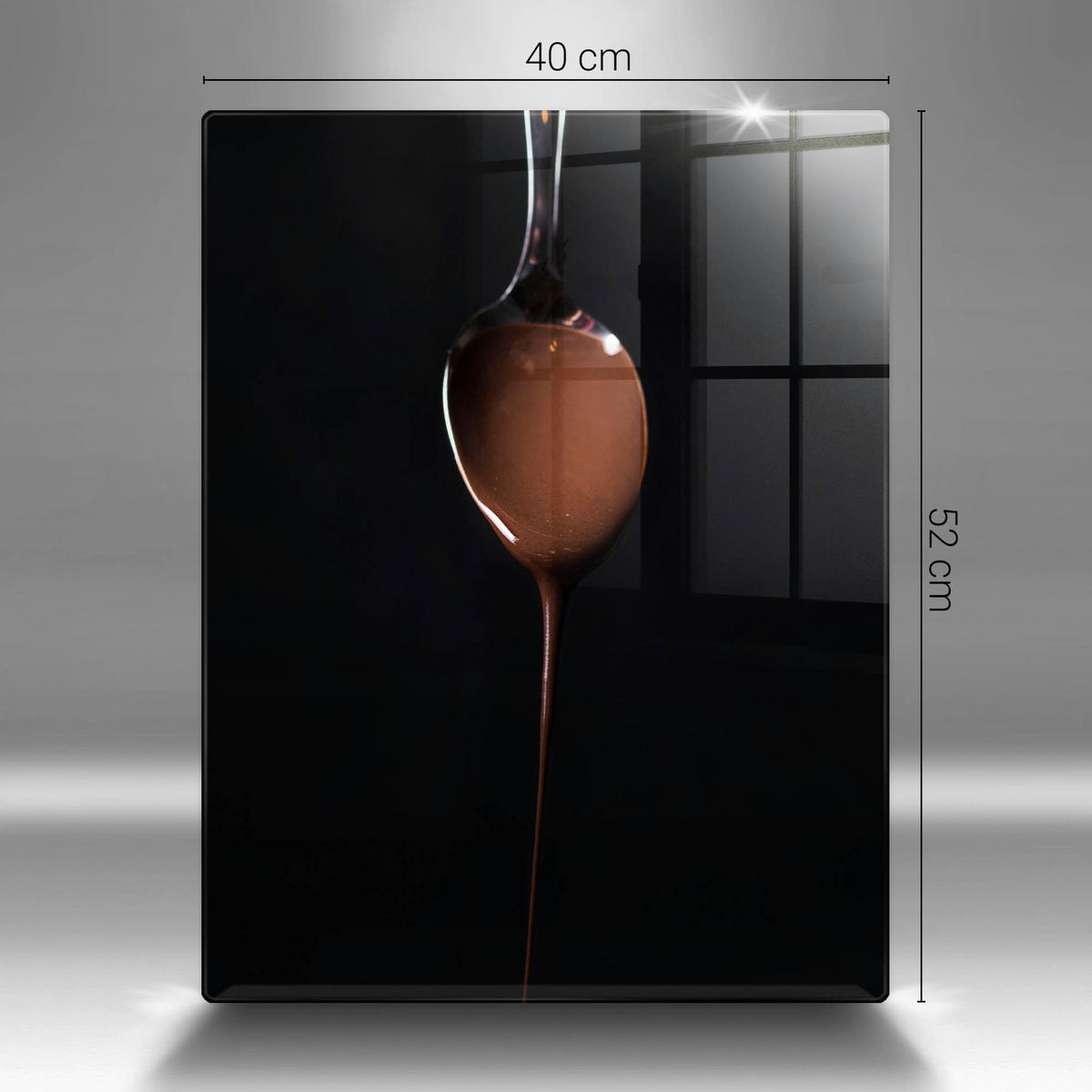 GLASPLATTE 40x52 cm Löffel mit Schokolade - Hellbraun, Glas (40/52cm) - Wallfluent