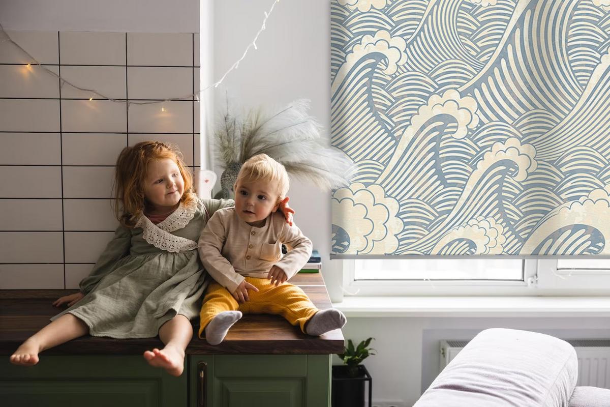 INNENROLLO - Fensterrollo - Rollo - 60x40 cm - Wasserwellen - Blau, Kunststoff (60/140/0.5cm) - TULUP