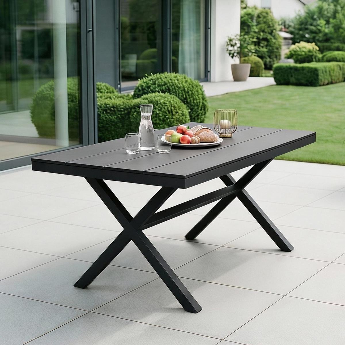 GARTENTISCH ISOLA schwarz - Schwarz, Metall (89/150/76cm) - IDIMEX