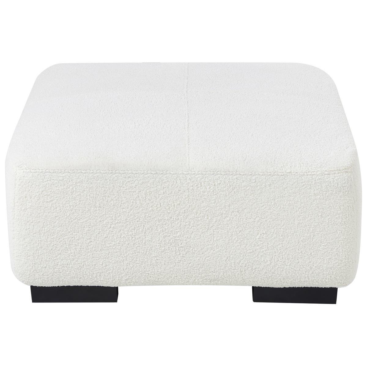 OTTOMANE Bouclé Weiß Lungo - Weiß, Textil (80/35/80cm) - Beliani