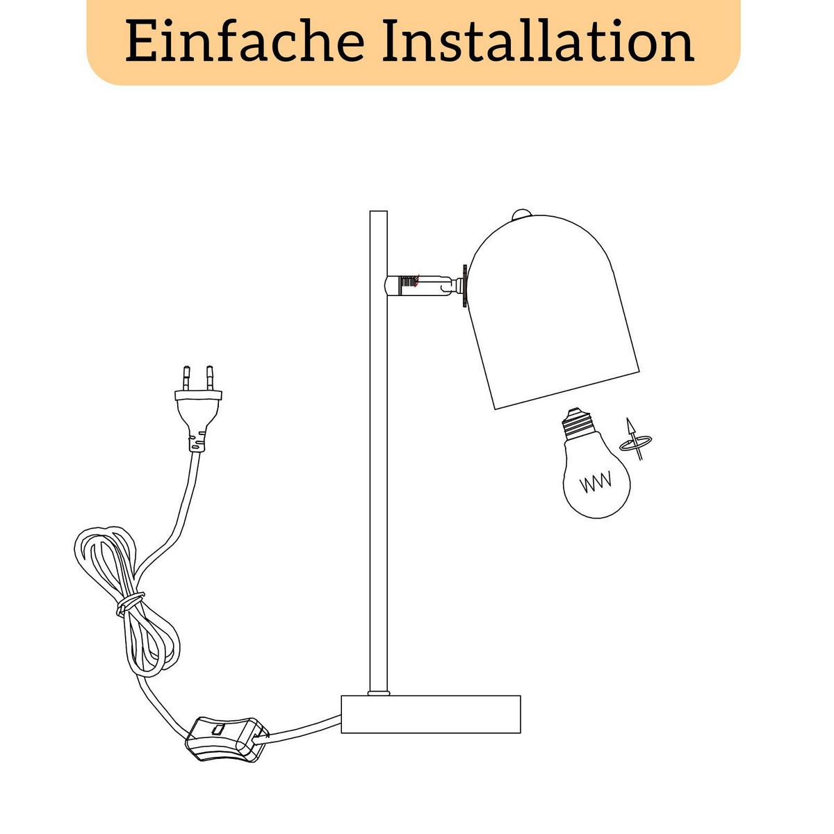 TISCHLAMPE Mila 21.5/12/35 cm - Schwarz, Metall (21.5/12/35cm) - ZMH