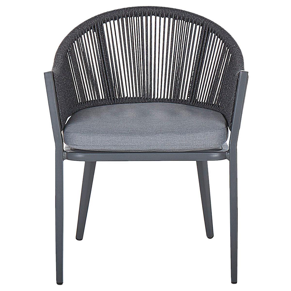 GARTENSTUHL 2er-Set Aluminium dunkelgrau Mileto - Dunkelgrau, Metall (55/77/46cm) - Beliani