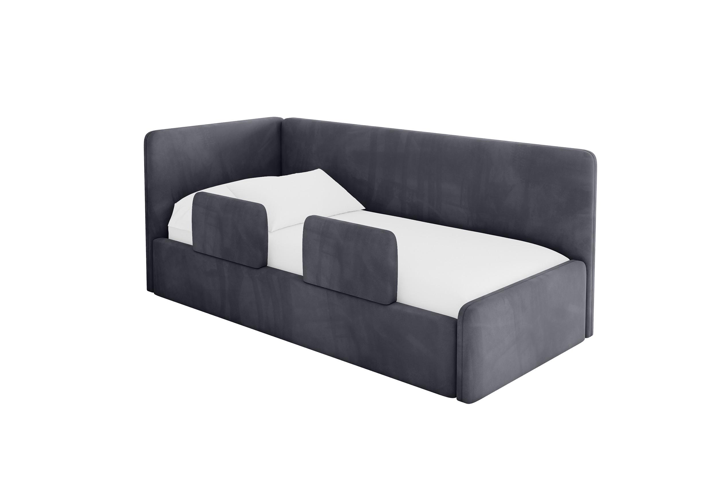 EINZELLBETT Jugendbett mit Bettkasten, Rechts - NORY 100x200 Dunkelgrau - Titanfarben, Holzwerkstoff/Textil (100/200cm) - ALTDECOR