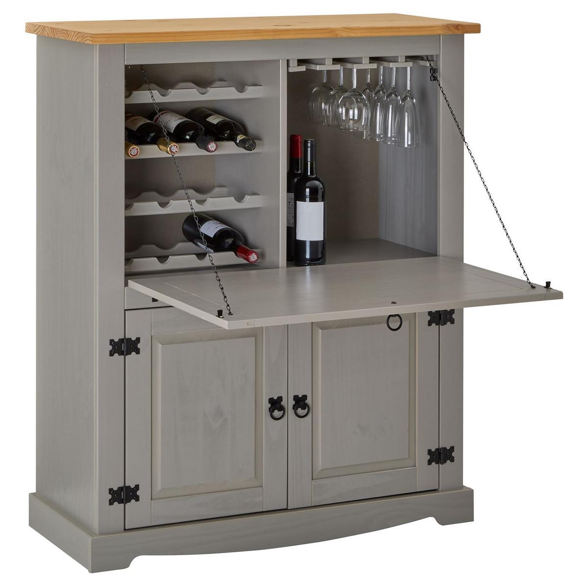 MEXICO MÖBEL WEINSCHRANK TEQUILA grau/braun - Braun/Grau, Holz (98/121/40cm) - IDIMEX