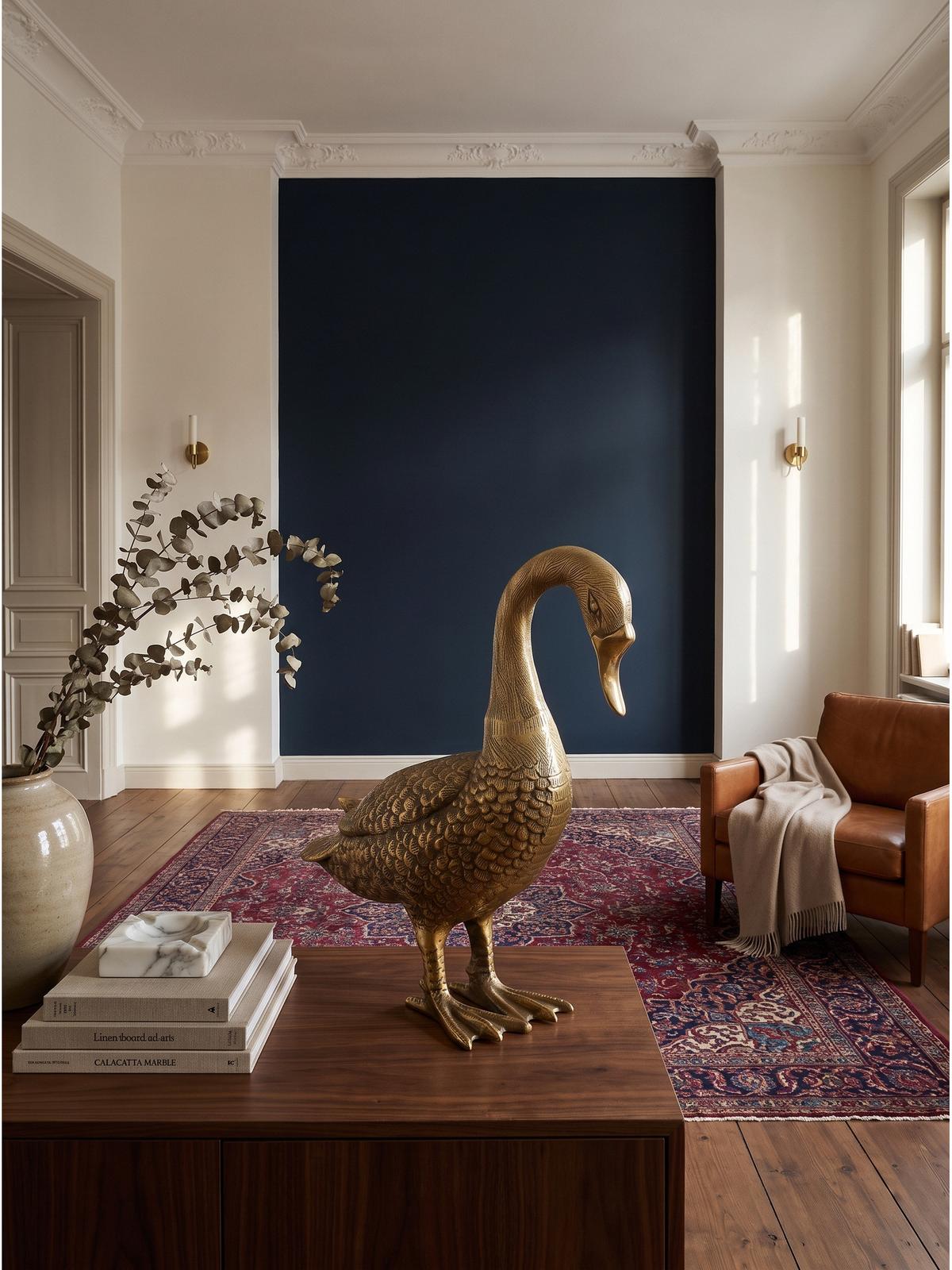 GÄNSEFIGUR DENDER, Aluminium, handgefertigt, Gold, 46 x 19 x 42 cm - Goldfarben, Metall (46/42/19cm) - KADIMA DESIGN