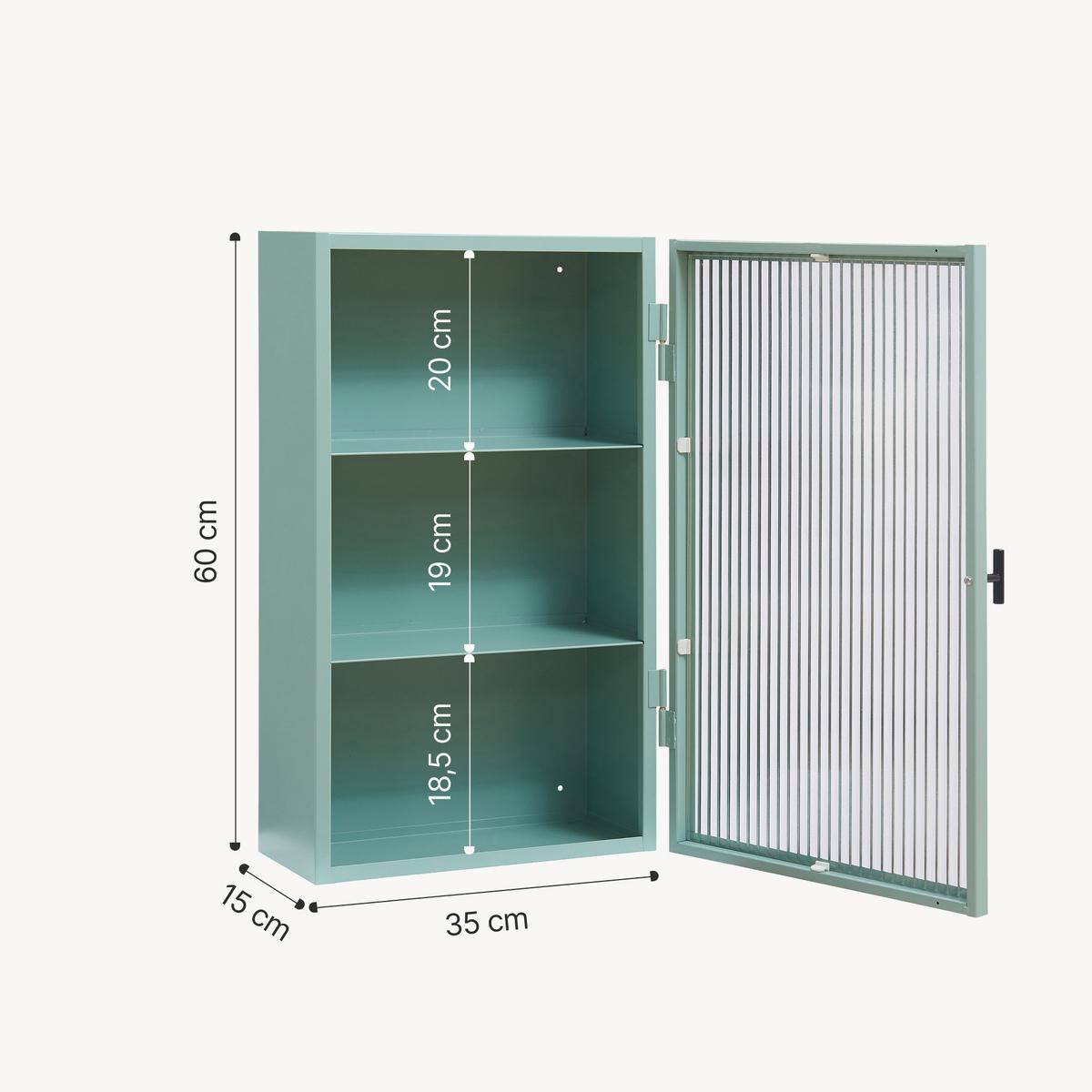 WANDSCHRANK Zundert - Mintgrün, Glas/Metall (35/60/15cm) - [en.casa]