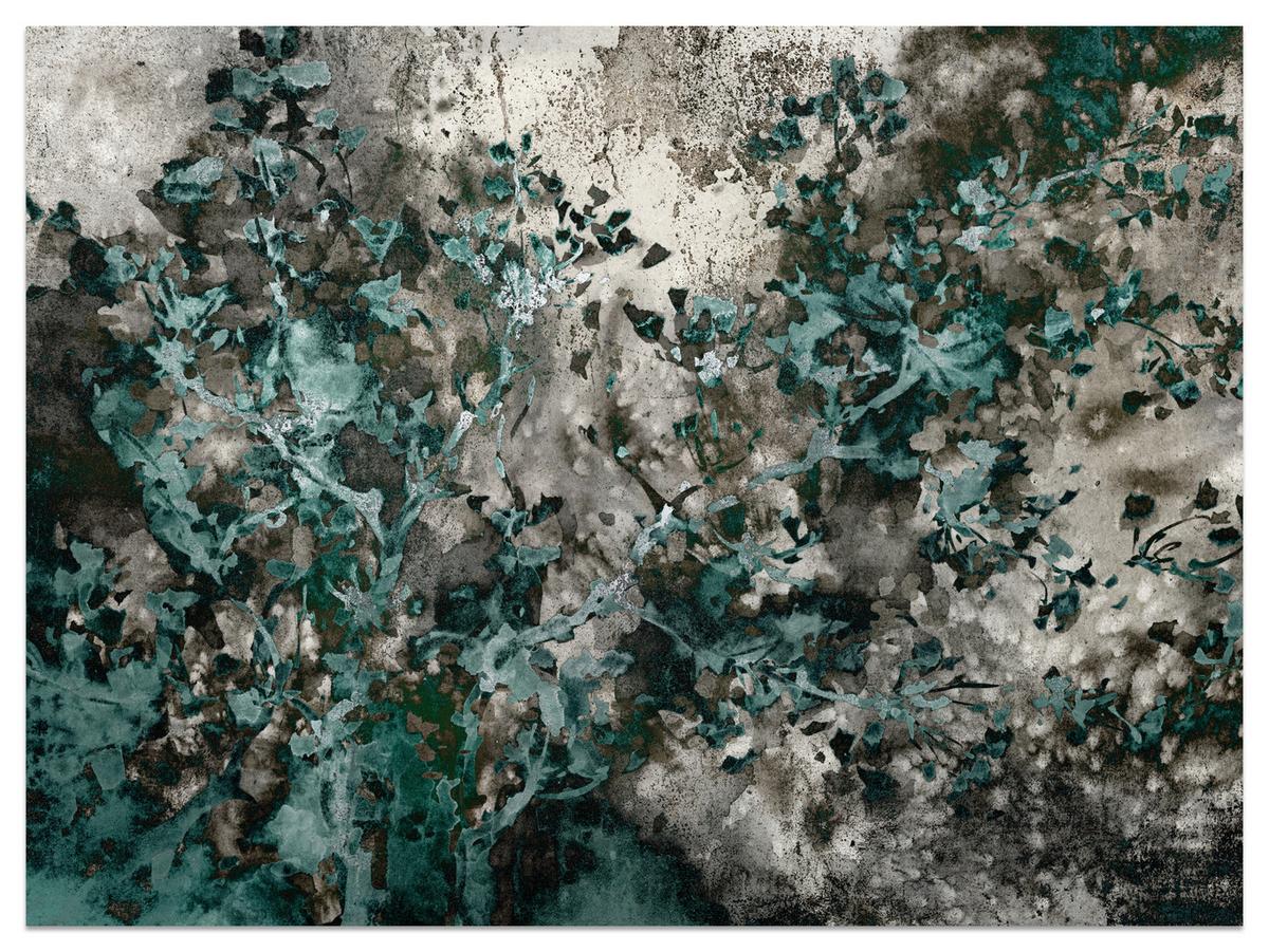 FOTOTAPETE für Wohnzimmer Beton Abstraktion 100x70 - Türkis/Grau, Papier (100/70cm) - Muralo