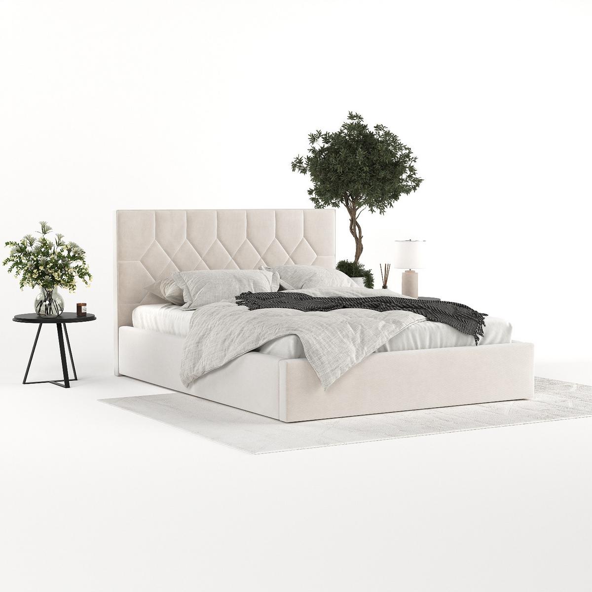 POLSTERBETT Brisa 140/200 cm Creme im Paros Stoff - Creme/Schwarz, Holz/Holzwerkstoff (140/200cm) - AltaBeds
