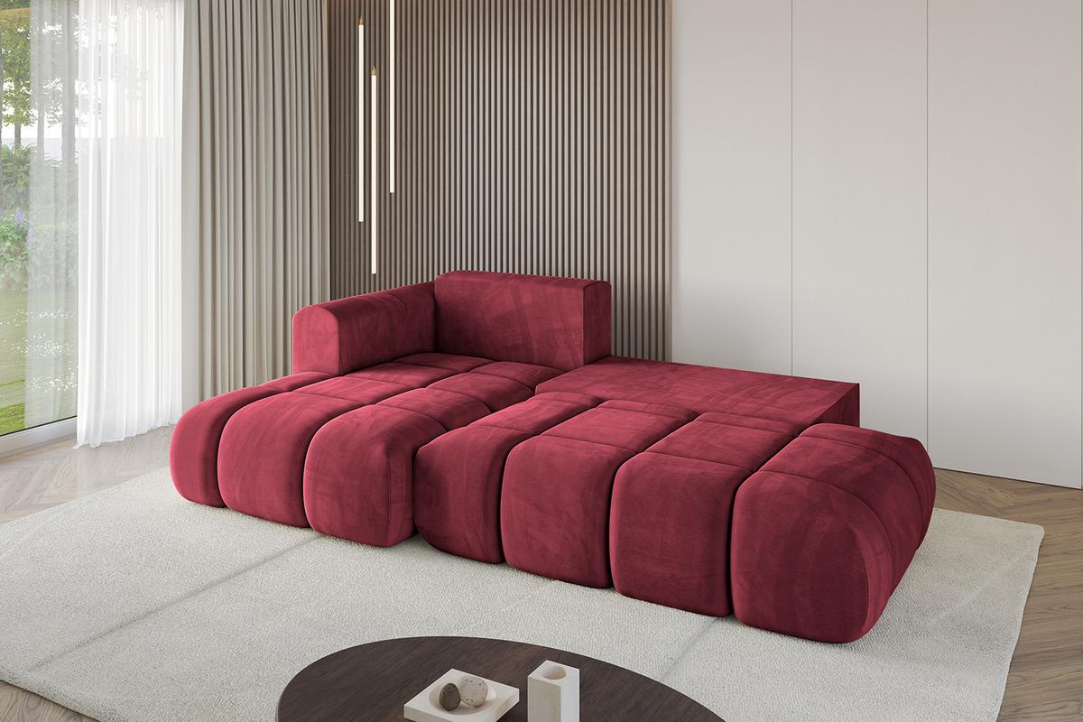 ECKSOFA Ottomane Links CLOUD-L-v1 280x185x90 Bordeaux Velours - Bordeaux, Holzwerkstoff/Kunststoff (180/289cm) - ALTDECOR