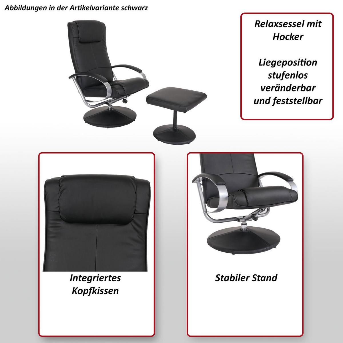 RELAXSESSEL MIT HOCKER Cremeweiß - Weiß, Textil (68/101/83cm) - MCW