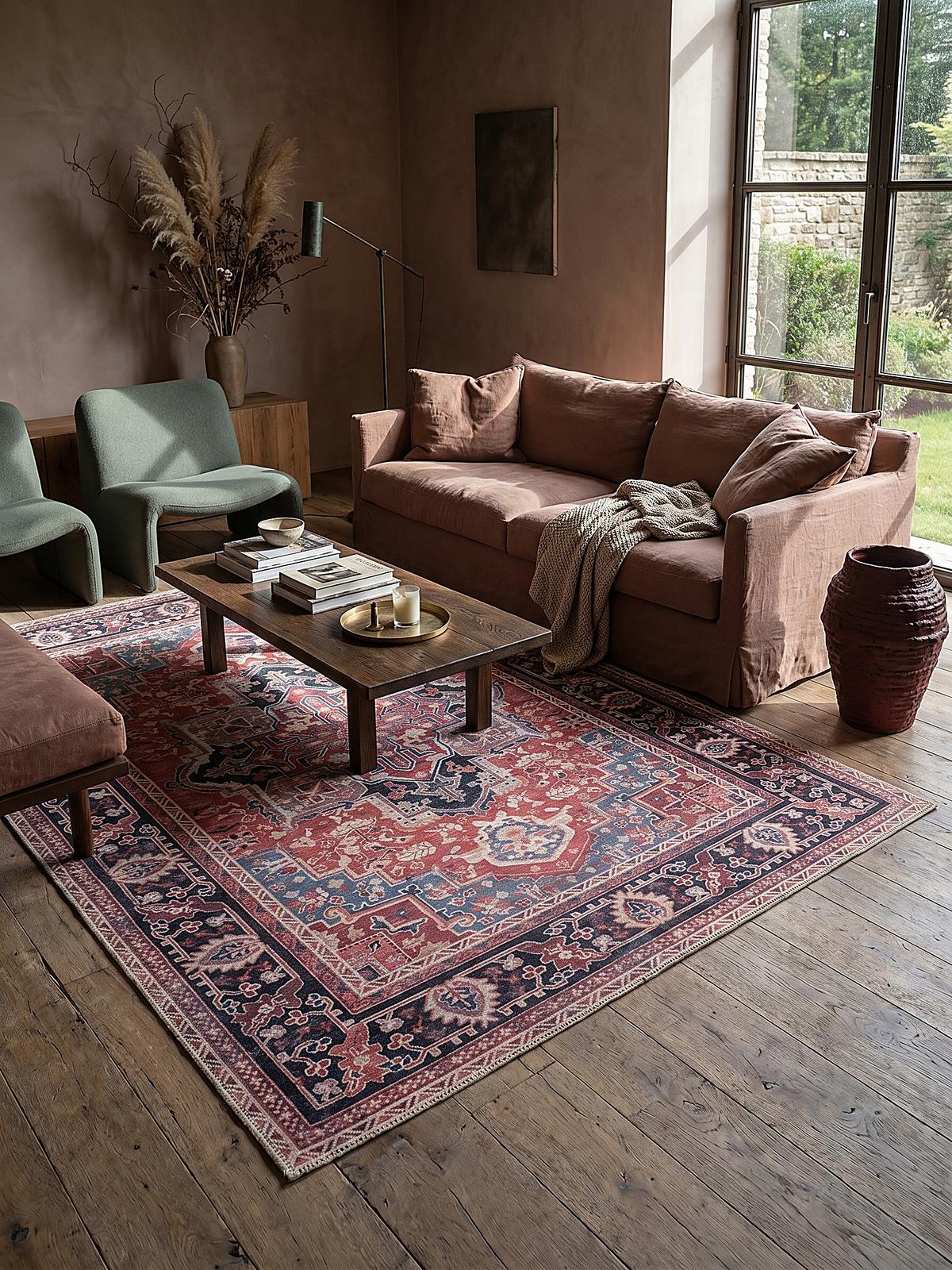 TEPPICH Waschbar HALD, klassisch im Vintage-Stil, Rot, 120 x 170 cm - Rot, Textil (120/170cm) - KADIMA DESIGN