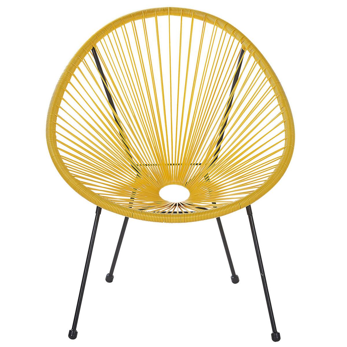 RATTANSTUHL 2er-SET gelb Kunststoff 70 cm Acapulco II - Gelb/Schwarz, Kunststoff (70/87/90cm) - Beliani