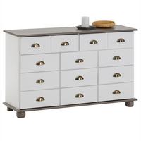 APOTHEKERKOMMODE COLMAR weiß/taupe - Taupe/Weiß, Holz (117/73/35cm) - IDIMEX