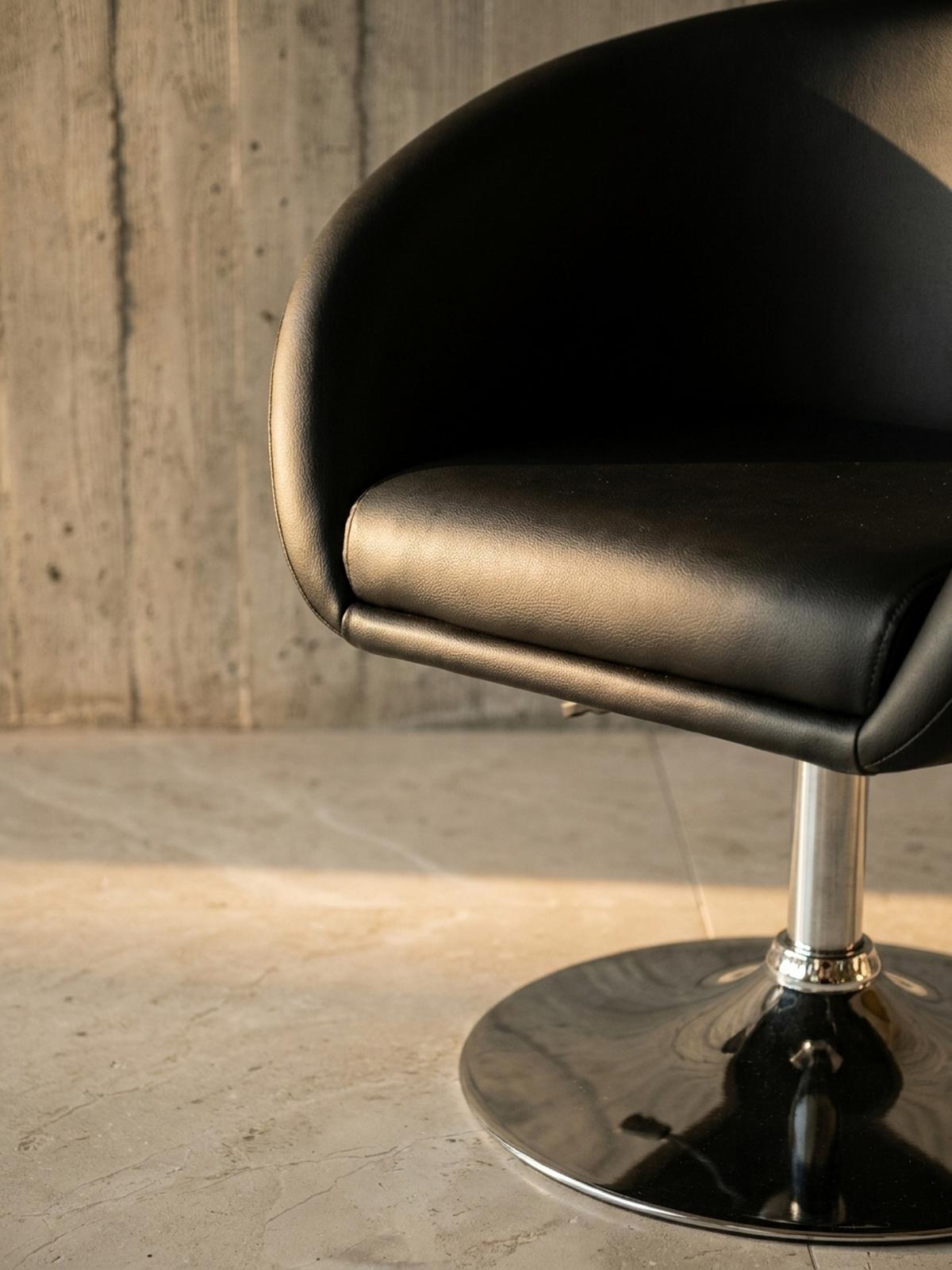LOUNGESESSEL verstellbare Sitzhöhe mit Trompetenfuß Retro LIFT , Schwarz 62x55x84 cm - Silberfarben/Schwarz, Kunststoff/Textil (62/84/55cm) - KADIMA DESIGN