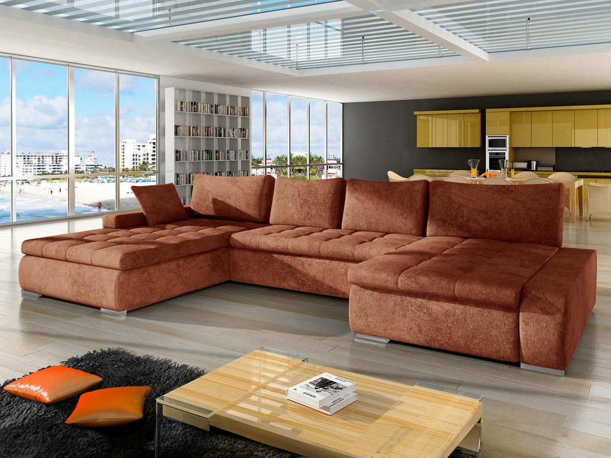 WOHNLANDSCHAFT Caro - Silberfarben/Bronzefarben, Holz/Textil (394/80/213cm) - MIRJAN24