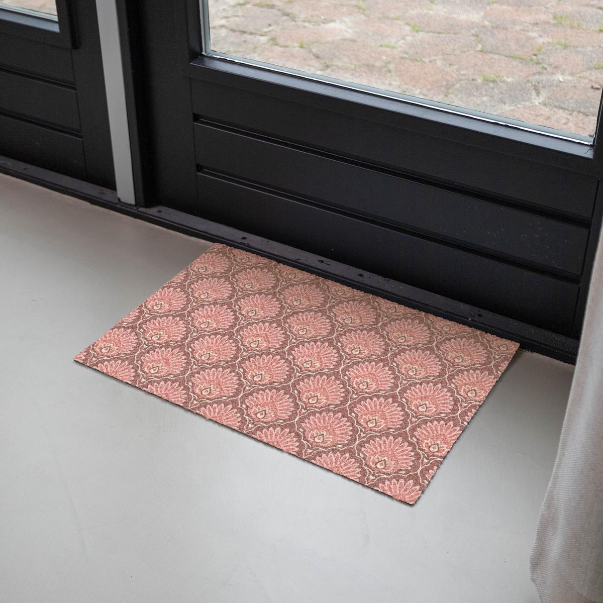 FUSSMATTE Fächermotiv - Muster - Rosa Türmatte 60x40 cm - Altrosa, Kunststoff (60/0.4cm) - MuchoWow