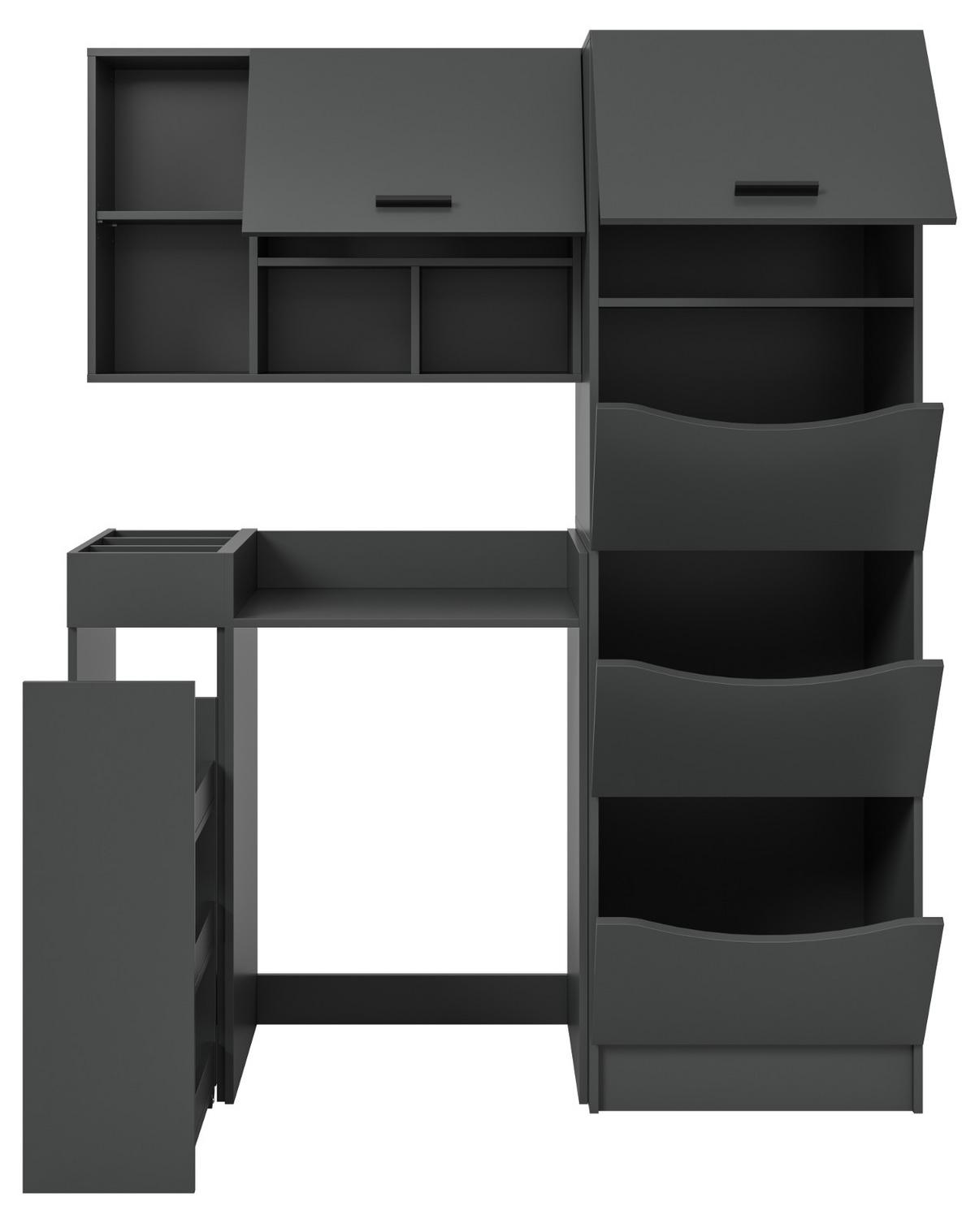 WASCHMASCHINENSCHRANK grau Set 4-teilig 155 x 196 cm, modernes Design - Schwarz/Grau, Holzwerkstoff/Kunststoff (155/196/68cm) - Inn.Furn