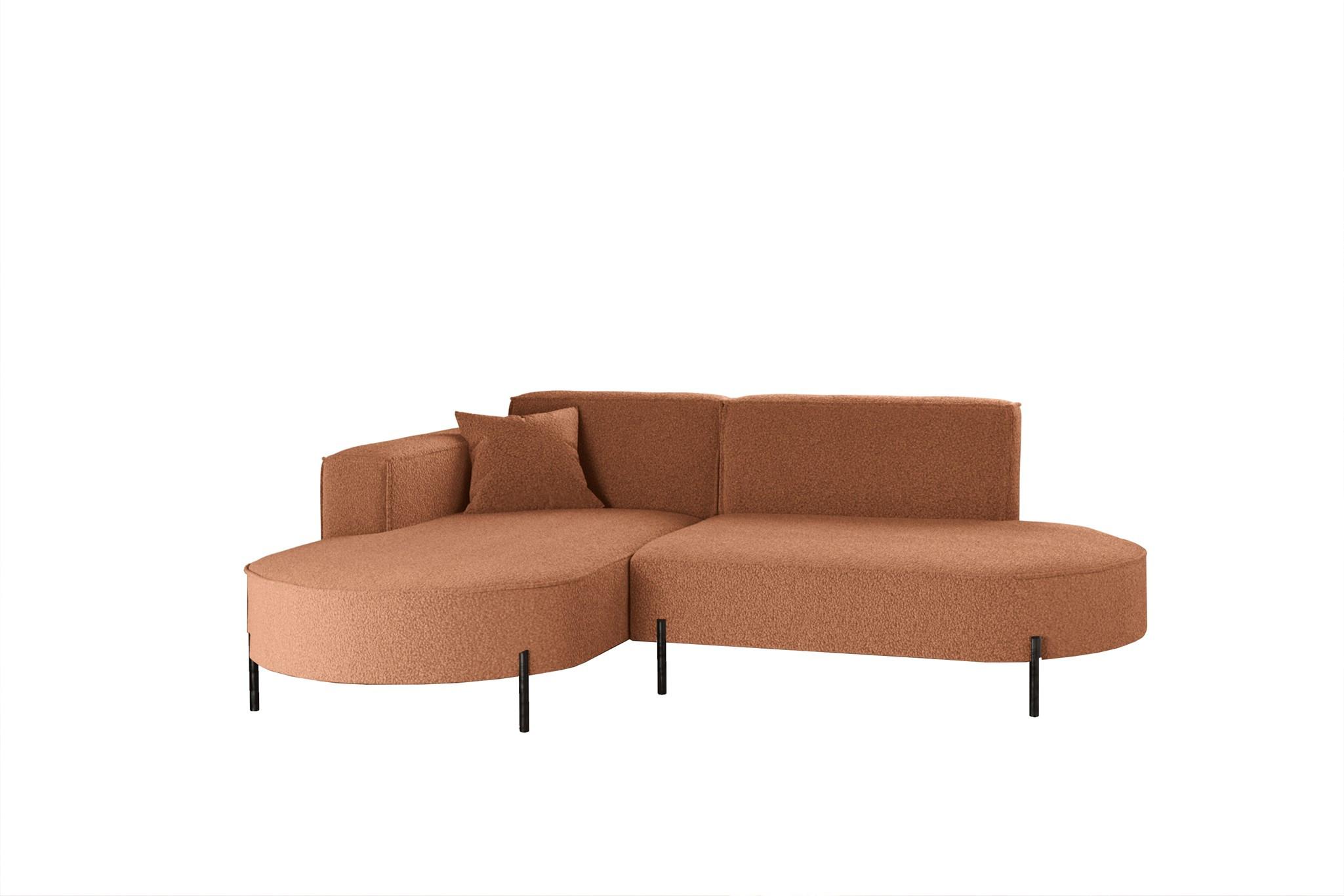 ECKSOFA Valencia Xs - Kupferfarben, Holzwerkstoff/Textil (236/165cm) - Fun Möbel