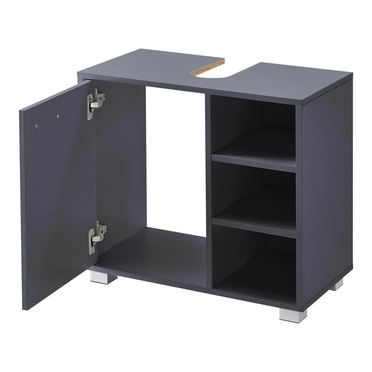 WASCHBECKENUNTERSCHRANK Narvik - Dunkelgrau, Holzwerkstoff (60/55.6/31cm) - [en.casa]