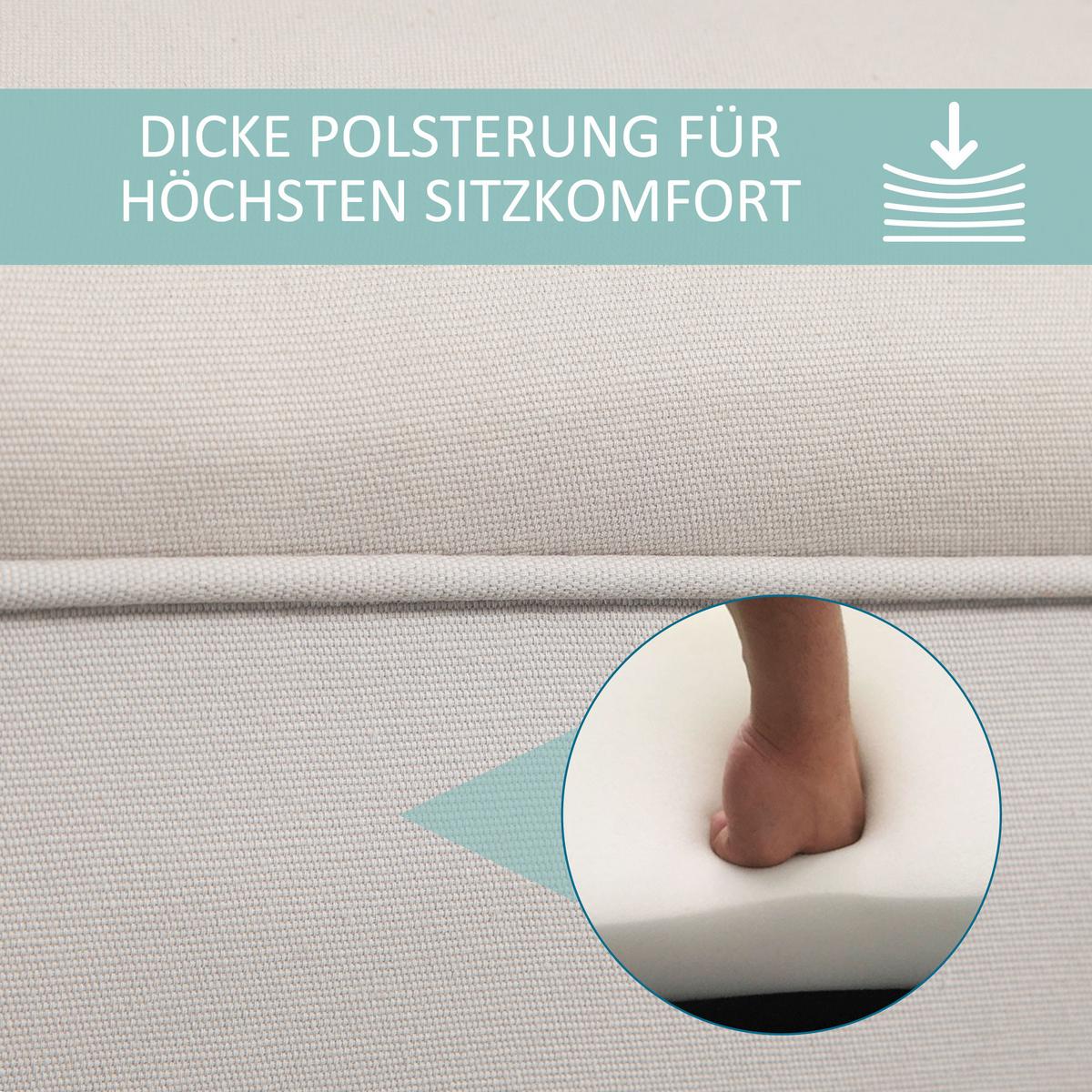 SITZBANK für Schlafzimmer Flurbank Polsterbank MDF Schaumstoff Grauweiß - Grau, Kunststoff (36/51/102cm) - HOMCOM