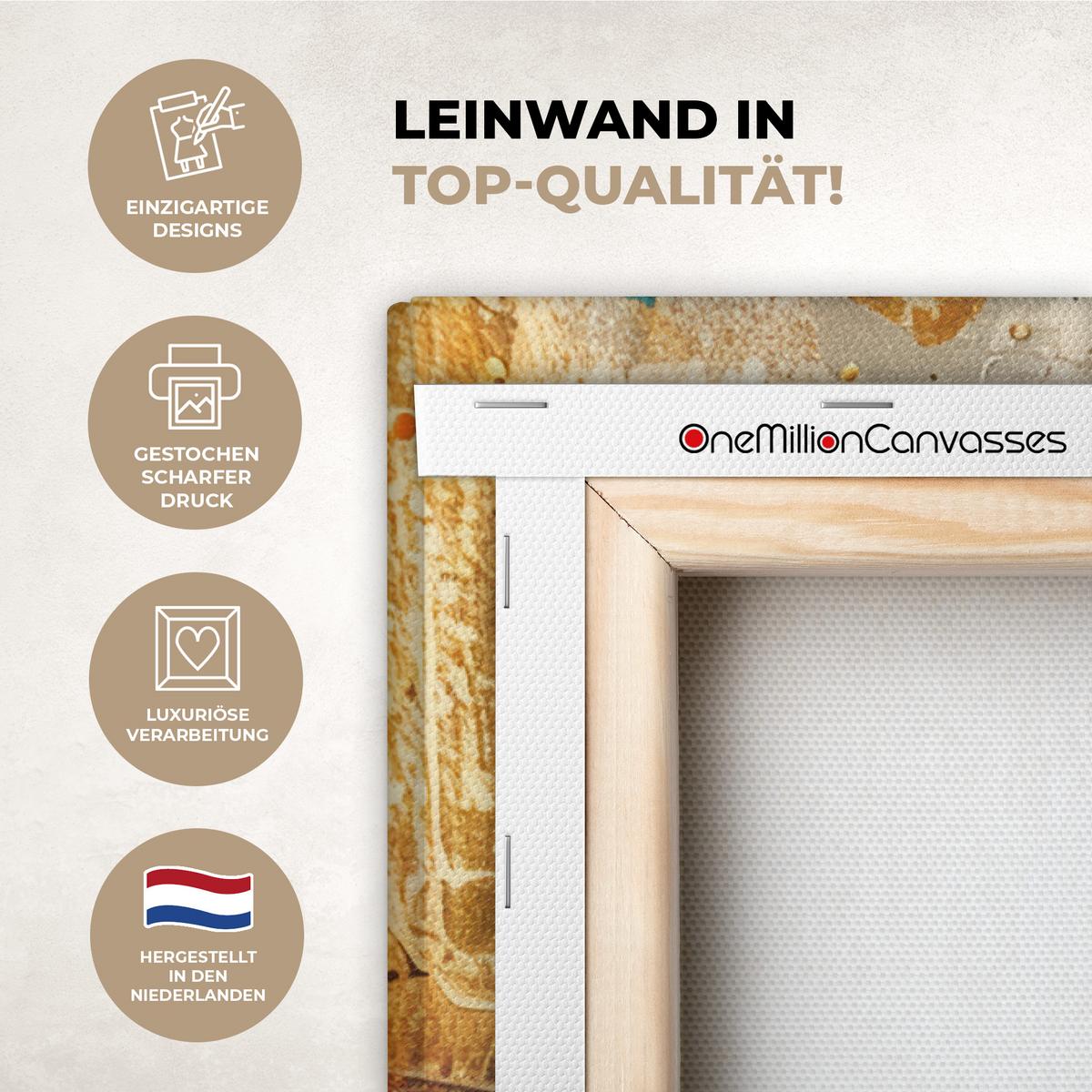 LEINWANDBILD Abstrakt - Kunst - Gold - Modern Wanddeko 40x60 cm - Multicolor, Textil (40/60cm) - MuchoWow