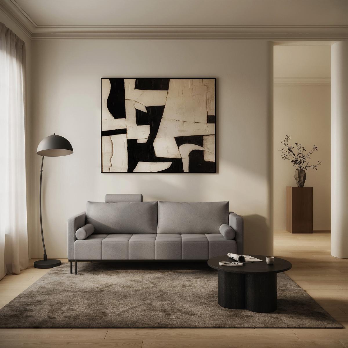 SCHLAFSOFA Skilia mit Schlaffunktion, 3-Sitzer 224 cm - Schwarz/Grau, Textil/Metall (224/85/102cm) - Selsey