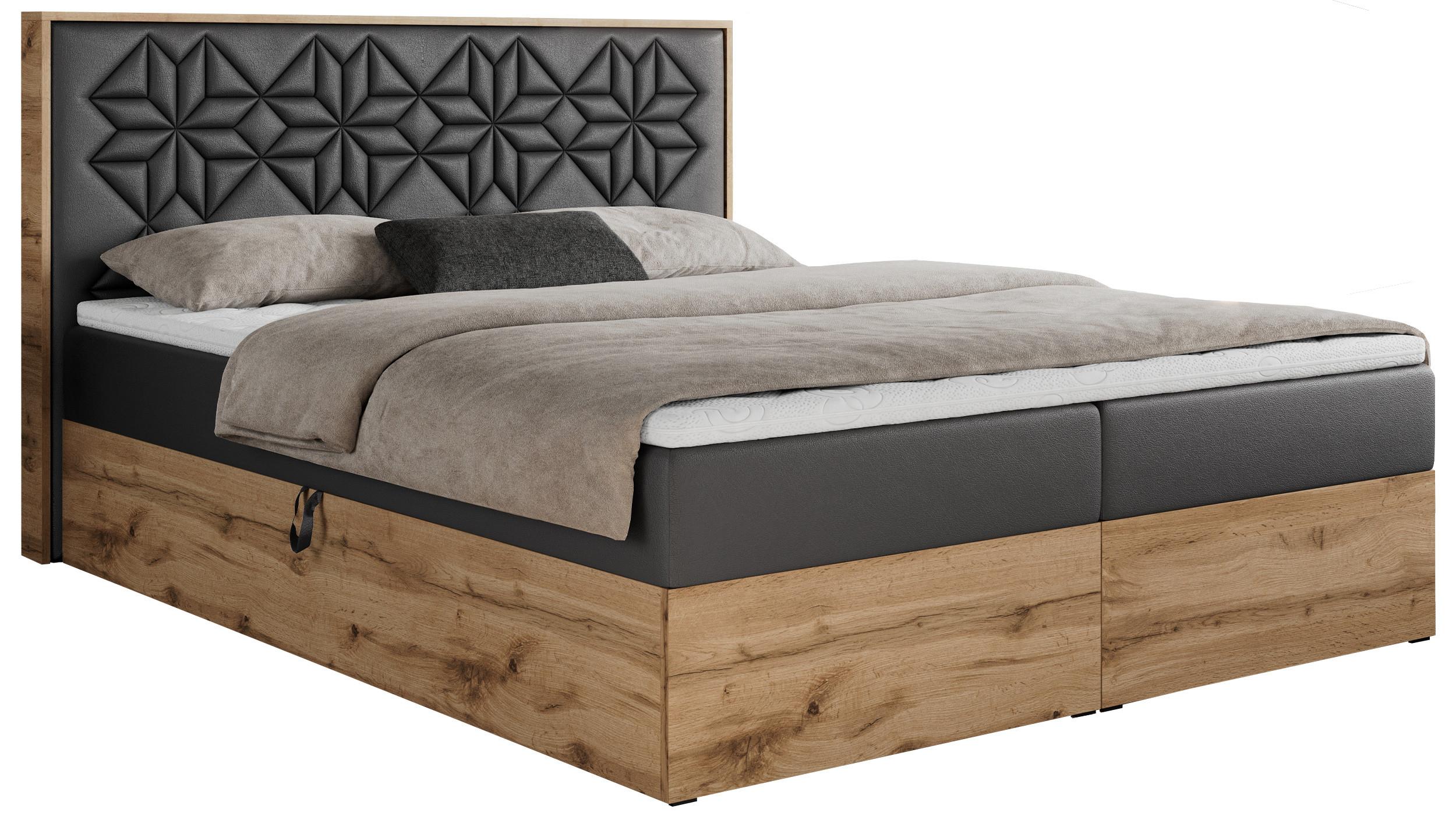 BOXBETT NESSI - 200/200 Dunkelgrau Kunstleder - H4 - Dunkelgrau, Holz/Textil (200/200cm) - MKS