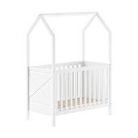 BABYBETT mit Dach Karyl 3-fach höhenverstellbar Kiefer massiv weiß - Kieferfarben, Holz (60/120cm) - 58aufmkessel