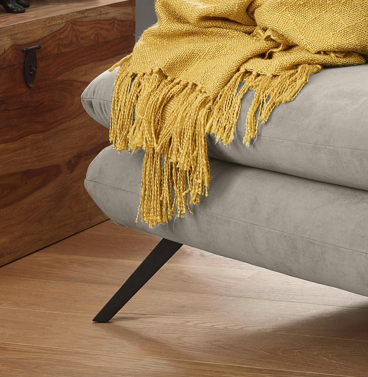 LONGSEAT CHAMRE Silber Velvet - Silberfarben/Schwarz, Textil/Metall (130/95/160cm) - KAWOLA
