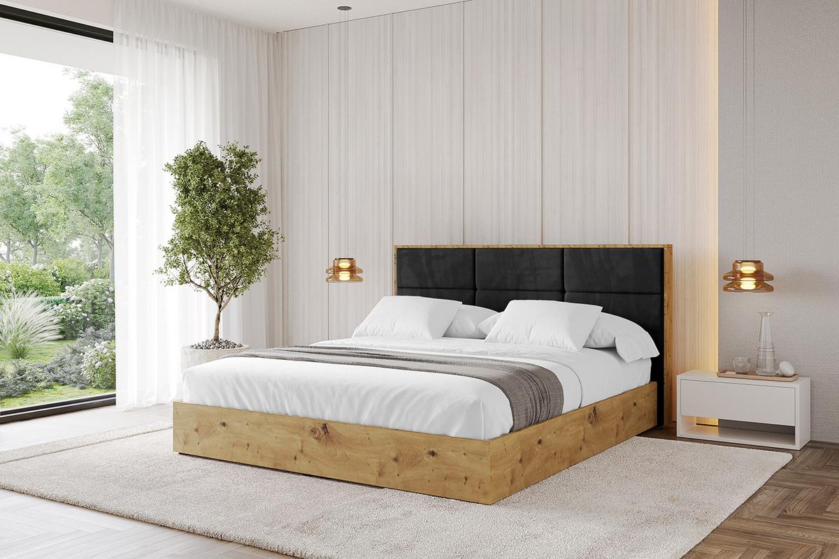 POLSTERBETT mit Bettkasten und Lattenrost, Boxbett ohne Matratze - ENZO1 180x200 Schwarz - Schwarz, Holzwerkstoff/Textil (180/200cm) - ALTDECOR