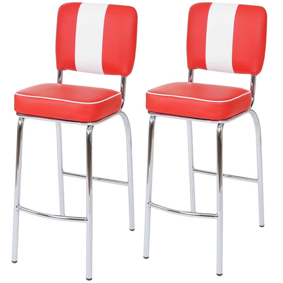 BARHOCKER Rot, Weiß 2er-Set - Rot/Weiß, Textil (34/107/46cm) - MCW