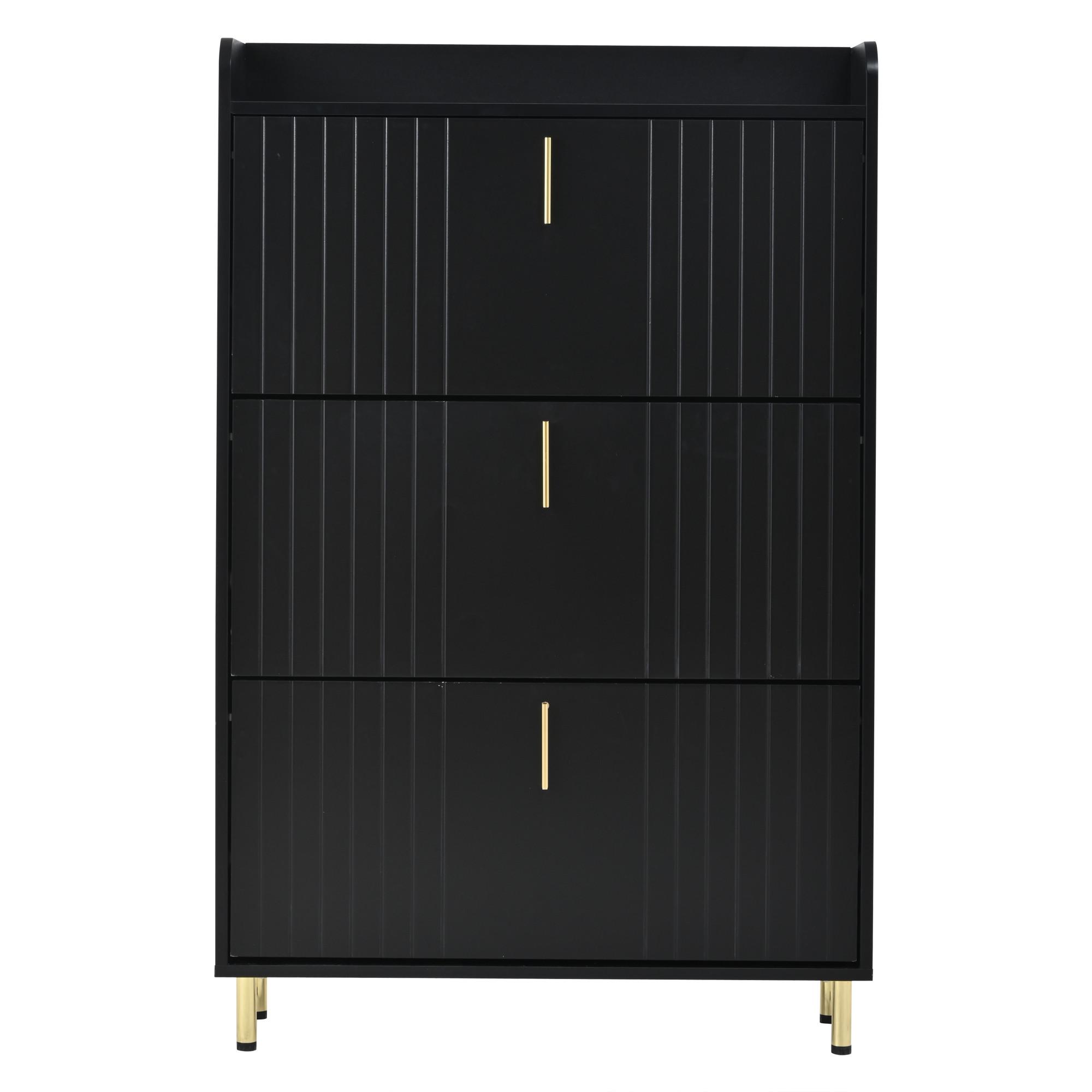 SCHUHSCHRANK schwarz schmal klappfächer - Schwarz, Holzwerkstoff (80/123.5/23.5cm) - Urban Meuble