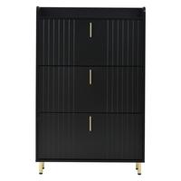 SCHUHSCHRANK schwarz schmal klappfächer - Schwarz, Holzwerkstoff (80/123.5/23.5cm) - Urban Meuble