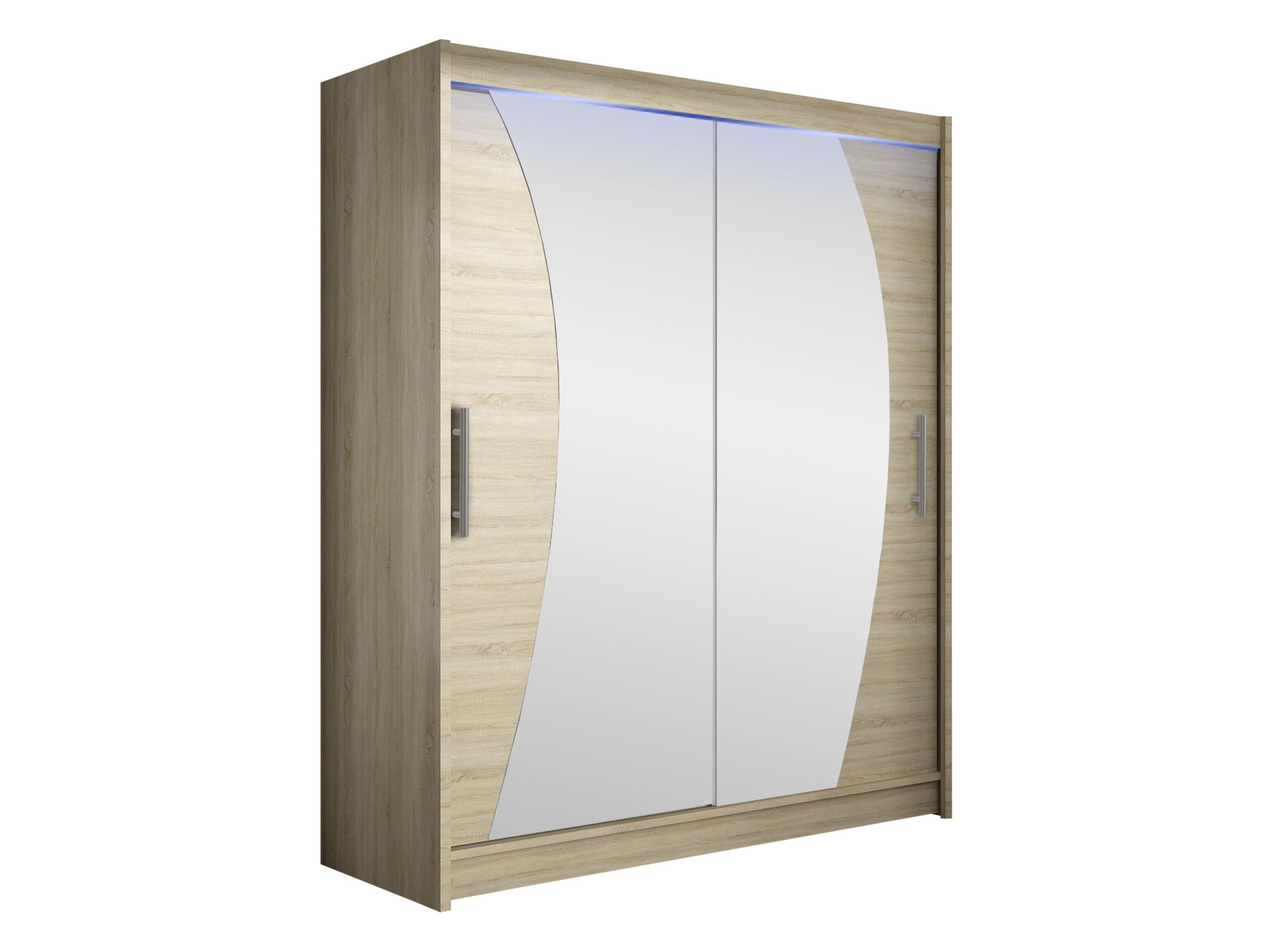 SCHWEBETÜRENSCHRANK Westa X, mit RGB LED Beleuchtung - Silberfarben/Sonoma Eiche, Holzwerkstoff/Metall (150/200/58cm) - MIRJAN24